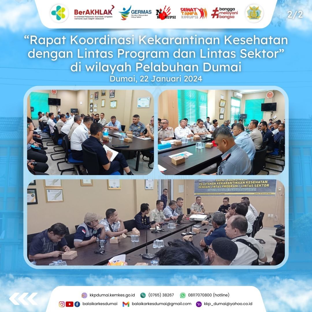 Rapat Koordinasi Kekarantinaan Kesehatan dengan Lintas Program dan Lintas Sektor di Wilayah Pelabuhan Dumai