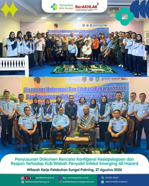 Penyusunan Dokumen Rencana Kontingensi Kesiapsiagaan dan respon terhadap KLB/Wabah/Kedaruratan Kesehatan Masyarakat di Pelabuhan Sungai Pakning Tahun 2026 sebagai pedoman bersama dalam menghadapi KLB/wabah Penyakit Infeksi Emerging All Hazard