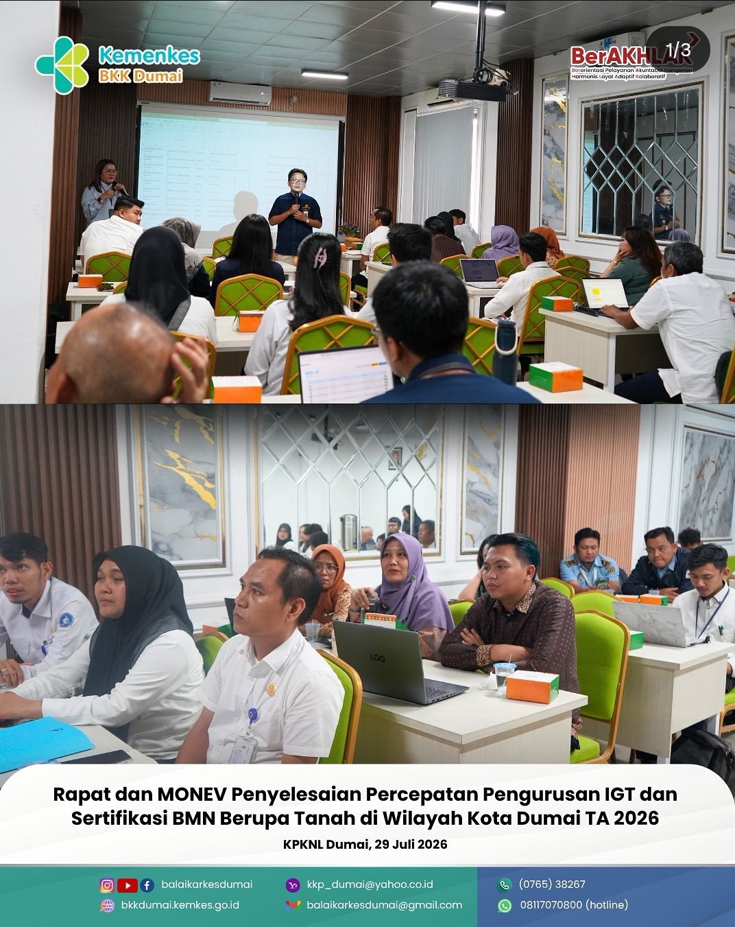 Rapat dan Monev Penyelesaian Percepatan pengurusan IGT dan Sertifikasi BMN Berupa Tanah di Wilayah Kota Dumai TA 2026