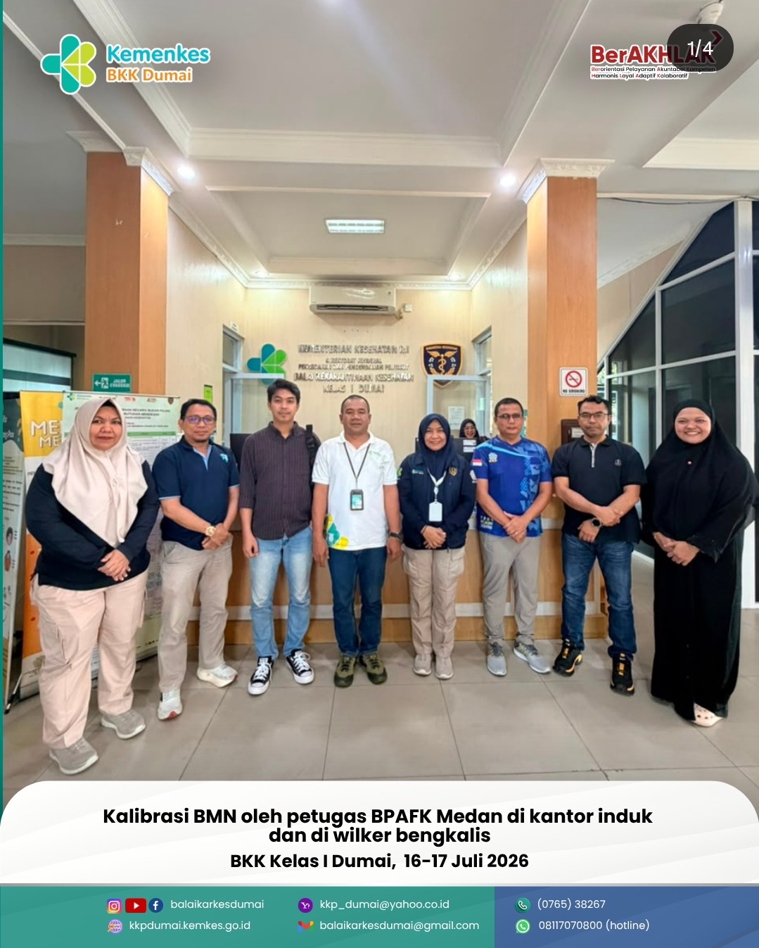 Kalibrasi Barang Milik Negara (BMN) yang dilakukan oleh petugas dari Balai Pengaman Alat dan Fasilitas Kesehatan (BPAFK) Medan di Wilker Bengkalis