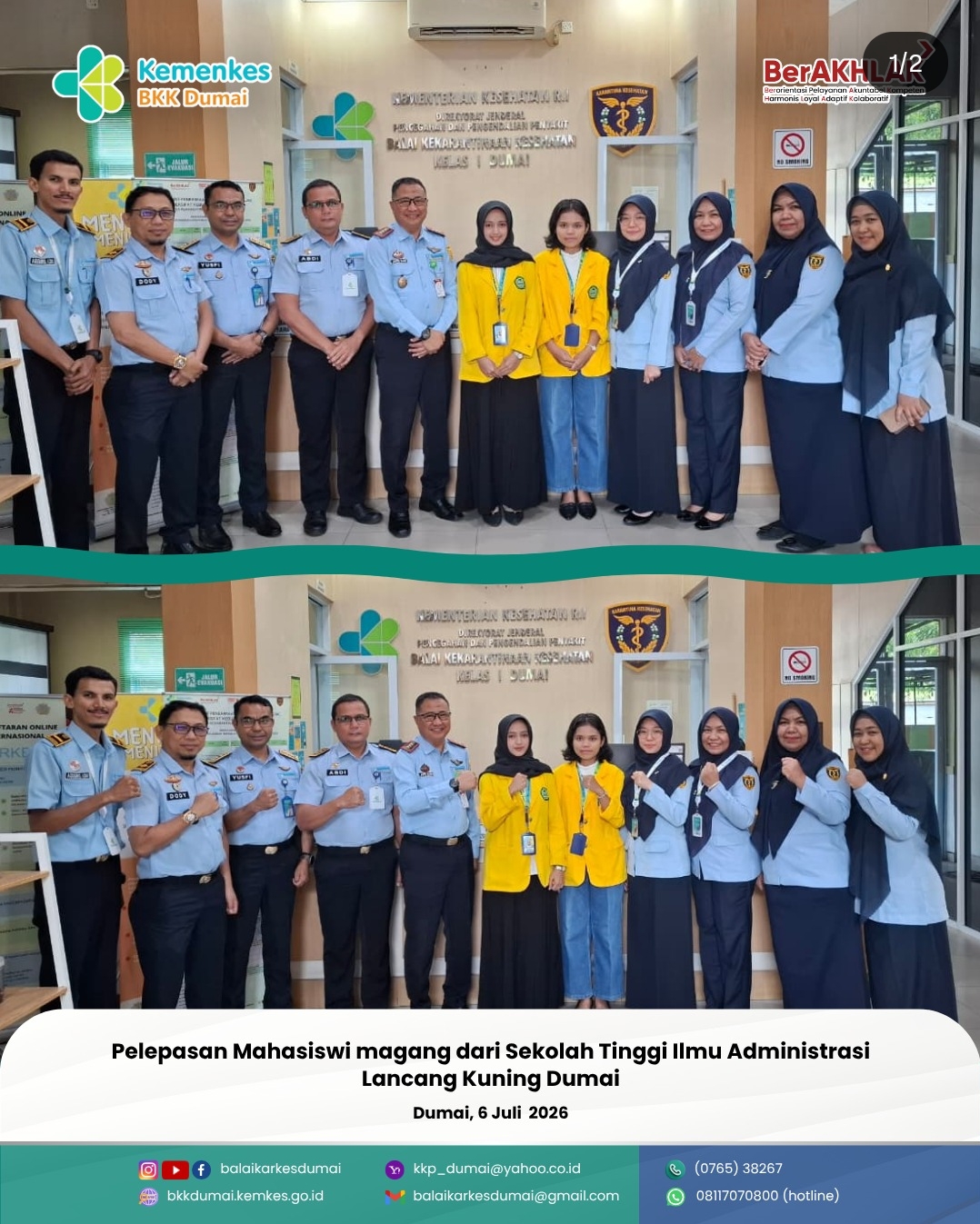 Pelepasan Mahasiswi magang dari Sekolah Tinggi Ilmu Administrasi (STIA) Lancang Kuning Dumai