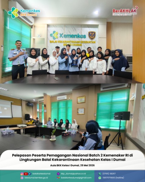 Pelepasan Peserta Pemagangan Nasional Batch 2 Kementerian Ketenagakerjaan Republik Indonesia di lingkungan BKK Kelas I Dumai,