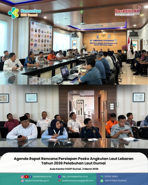 Menghadiri Undangan Rapat di Kantor KSOP Kelas I Dumai dalam Agenda Rencana Persiapan Posko Angkutan Laut Lebaran Tahun 2026 Pelabuhan Dumai